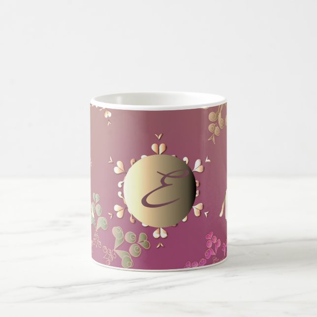 Monogram Holiday Snowflakes and Reindeer Coffee Mug (Center)