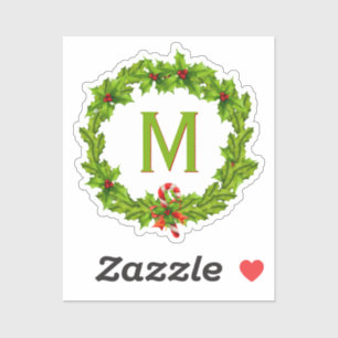 Monogram Holly Berry Wreath Cutout Single