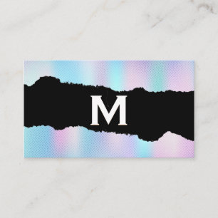 Monogram Holographic Gradient Torn Effect Business Card