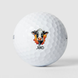 Monogram Holstein Cow Cattle Beef Animal Golf Balls