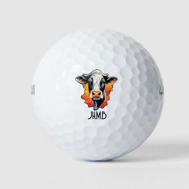 Monogram Holstein Cow Cattle Beef Animal Golf Balls (Front)