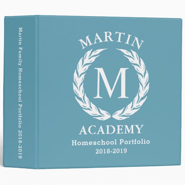Monogram Homeschool Portfolio Binder Organizer (Front/Spine)