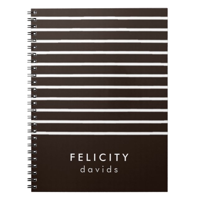 Monogram horizontal stripes brown & white notebook (Front)