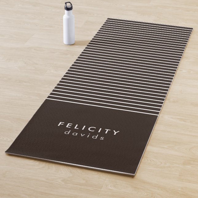 Monogram horizontal stripes brown & white yoga mat (In Situ)