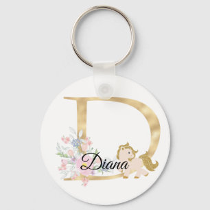 Monogram horse cute floral girly equestrian name l keychain