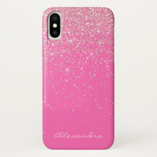 Monogram Hot Pink and Glitter Sparkle Case-Mate iPhone Case