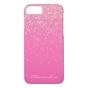 Monogram Hot Pink and Glitter Sparkle Case-Mate iPhone Case