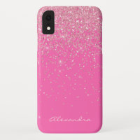 Monogram Hot Pink and Glitter Sparkle