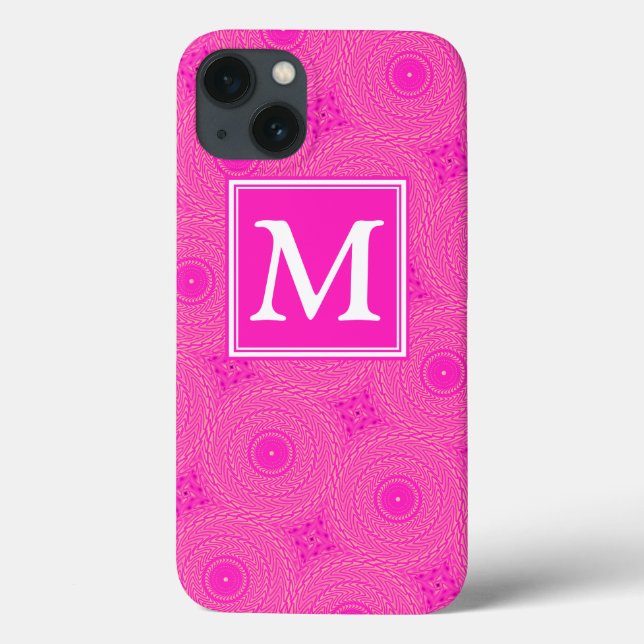 Monogram hot pink circles pattern Case-Mate iPhone Case-Mate iPhone Case (Back)