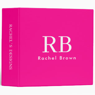 Monogram Hot Pink Girly Binder
