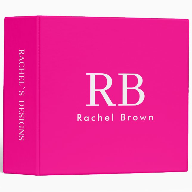 Monogram Hot Pink Girly Binder (Front/Spine)
