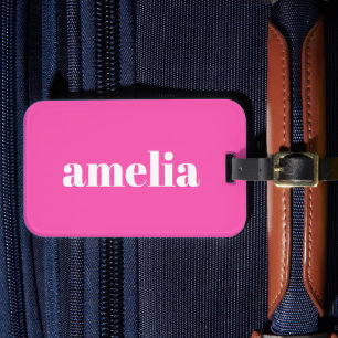 Monogram Hot Pink Luggage Tag