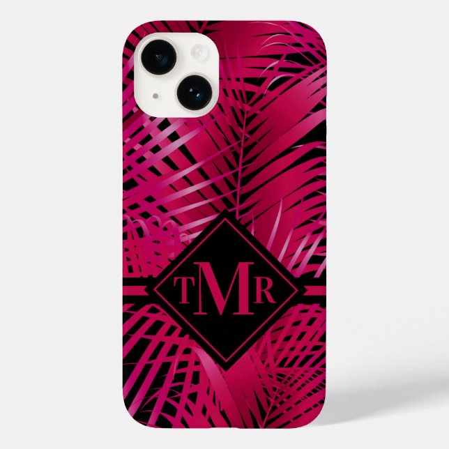 Monogram Hot Pink Palm Case-Mate iPhone Case (Back)