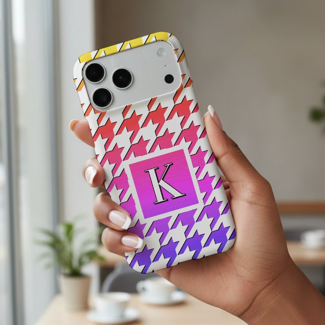 Monogram Houndstooth Pattern Rainbow White (Creator Uploaded)