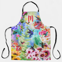 Monogram Humming Birds with Flowers