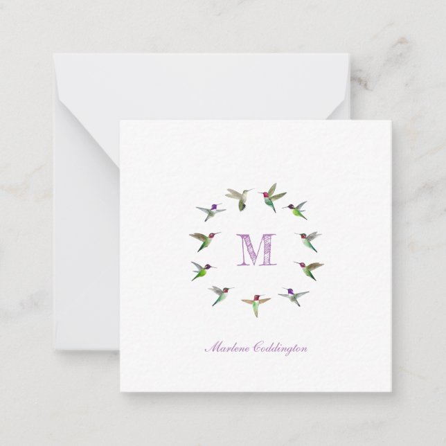 Monogram Hummingbird Card (Front)