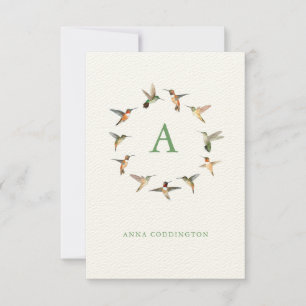Monogram Hummingbird Card