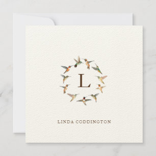 Monogram Hummingbird Note Card