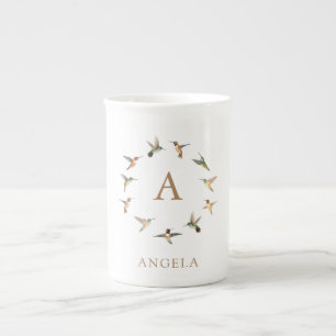 Monogram Hummingbirds Bone China Mug