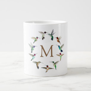 Monogram Hummingbirds Large Coffee Mug