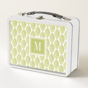 Monogram Hygge Flowers Pattern Metal Lunch Box