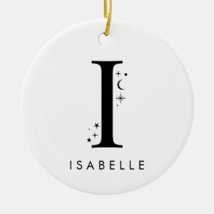 Monogram I Celestial Name  Ceramic Ornament