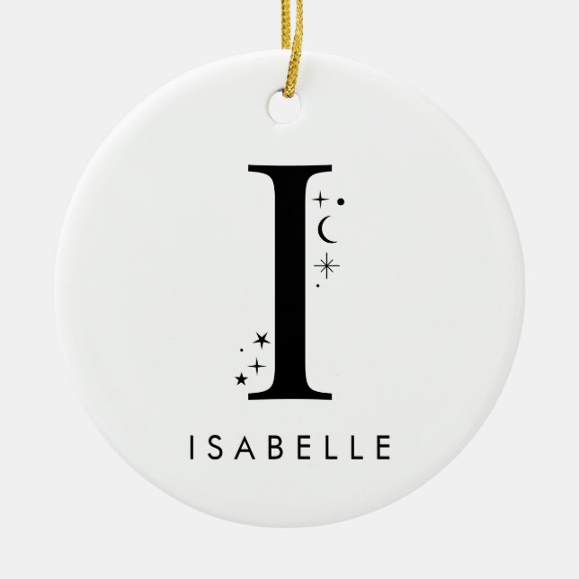 Monogram I Celestial Name  Ceramic Ornament (Front)