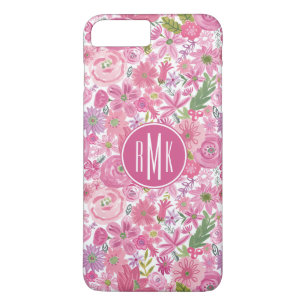 Monogram I Do Pink Watercolor Floral Pattern Case-Mate iPhone Case