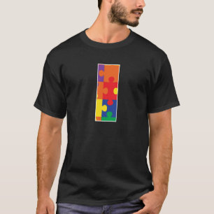 Monogram I in Multi Color Puzzle Pieces T-Shirt