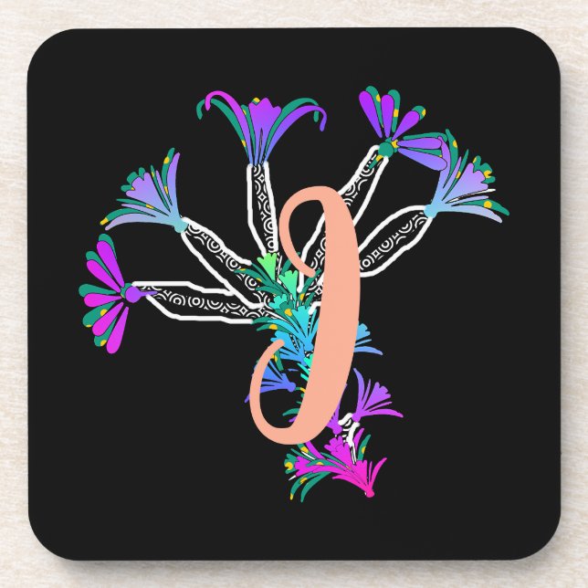 Monogram I Initial  Beverage Coaster (Front)