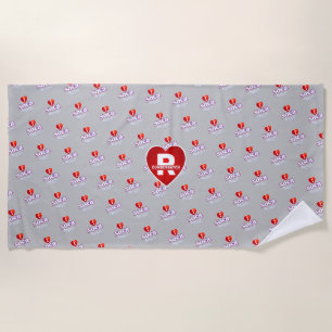 MONOGRAM I  LOVE SOCA on GREY Beach Towel