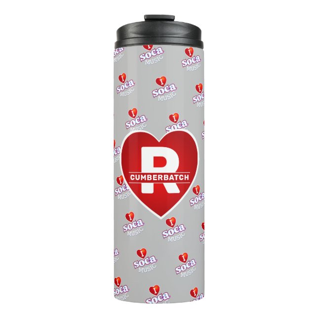 MONOGRAM I  LOVE SOCA on GREY Thermal Tumbler (Front)