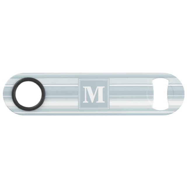 Monogram ice blue stripes bar key (Front (Horizontal))