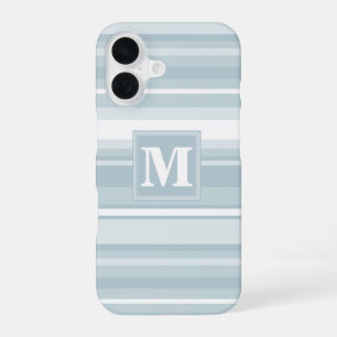 Monogram ice blue stripes iPhone 16 case