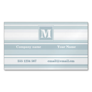 Monogram ice blue stripes 	Magnetic business card