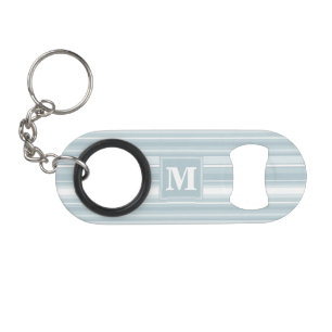 Monogram ice blue stripes mini bottle opener