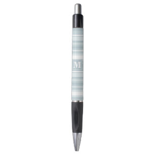 Monogram ice blue stripes pen