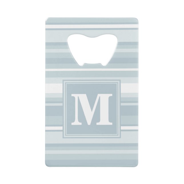 Monogram ice blue stripes wallet bottle opener (Front)