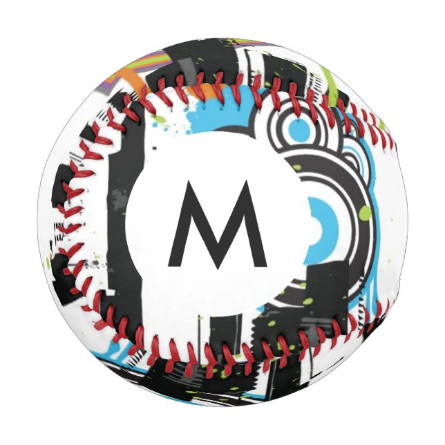 Monogram Illustration of a grungy cityscape Baseball (Front Left)