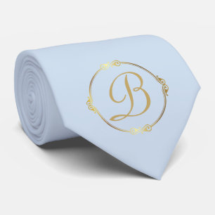 Monogram in gold with infinity circle on Blue Tie