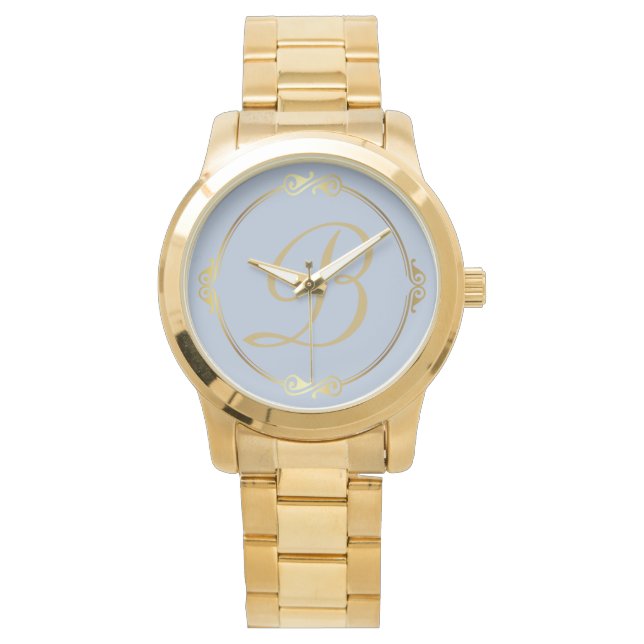 Monogram in gold with infinity circle on Blue | Watch (Front)