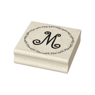 Monogram in Whimsical Doodle Border Art Stamp