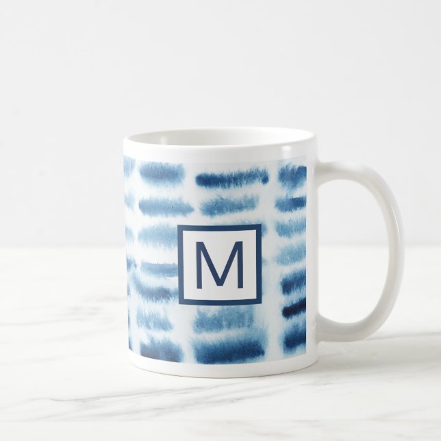 Monogram | Indigio Watercolor Print Coffee Mug (Right)