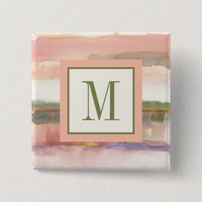 Monogram | Influence of Line and Colour Gold Crop 2 Inch Square Button (Front)