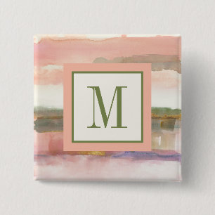 Monogram Influence of Line and Colour Gold Crop 2 Inch Square Button