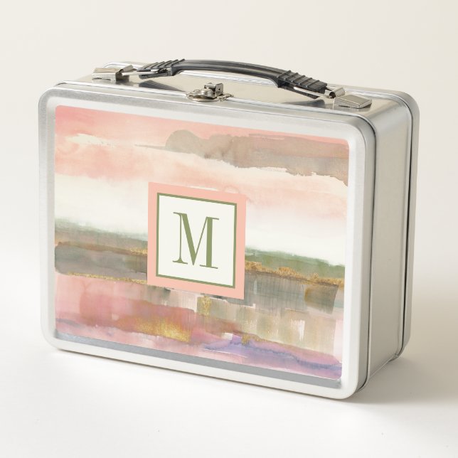 Monogram | Influence of Line and Colour Gold Crop Metal Lunch Box (Front)