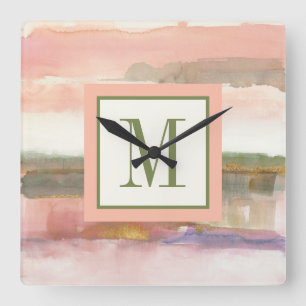 Monogram   Influence of Line and Colour Gold Crop Square Wall Clock