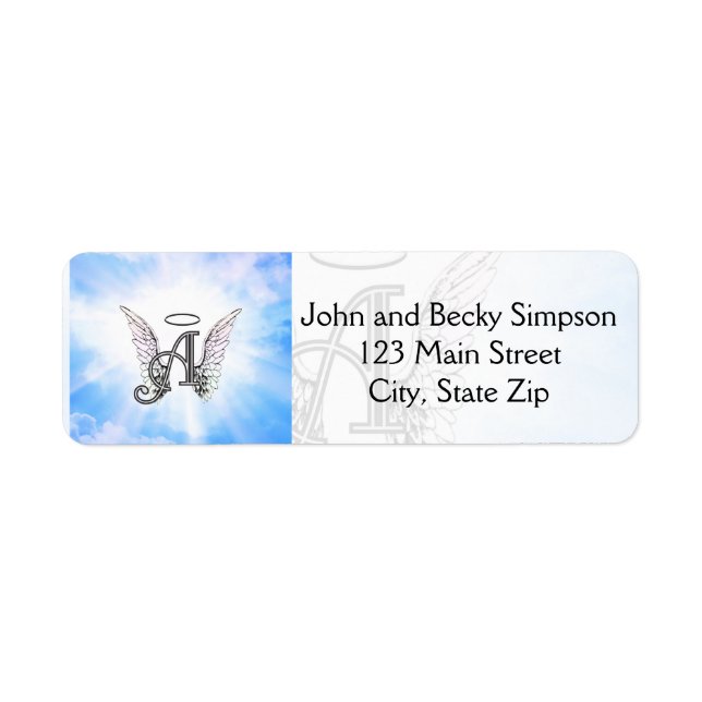 Monogram Initial A, Angel Wings & Halo w/ Clouds (Front)