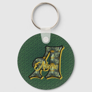 Monogram Initial A Daisies Art Personalized Keychain