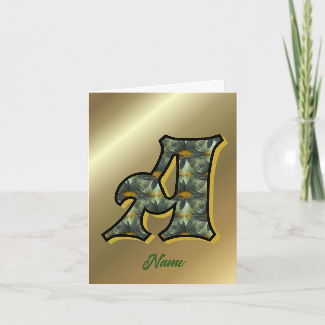 Monogram Initial A Daisies Art Personalized Note Card (Front)